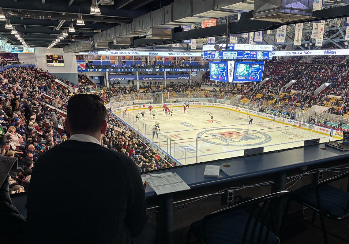 Penguins amateur scout Brandon DeFazio watches a game between Kitchener and London, two of the Ontario Hockey League’s top teams, at Kitchener Memorial Auditorium on Jan. 21.