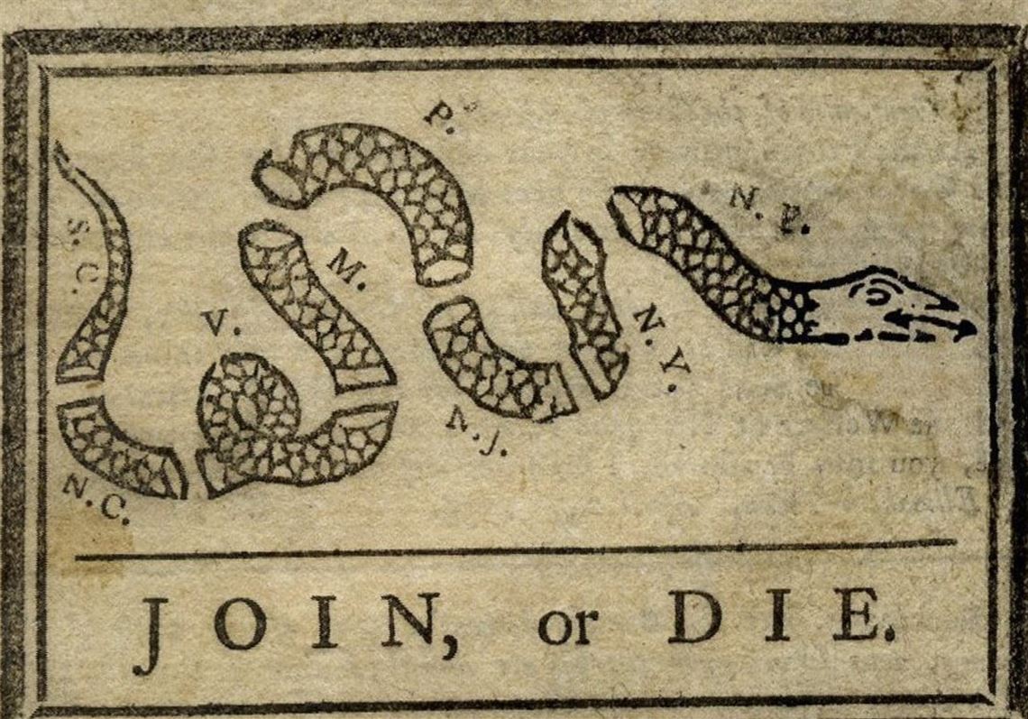 Copy Of 1754 Ben Franklin Newspaper With Join Or Die Political Cartoon Up For Auction 