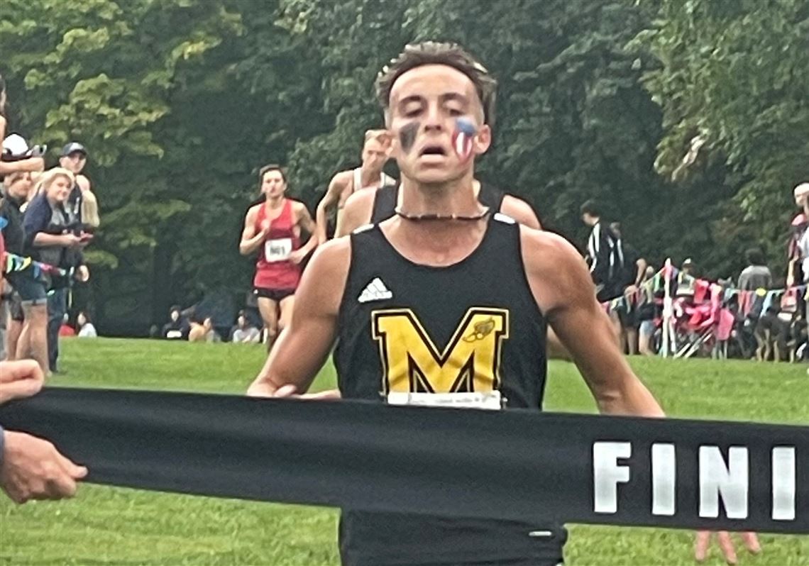 Montour’s Julian Kletz won the Class 2A race at Saturday's Red White and Blue cross country meet at White Oak Park.
