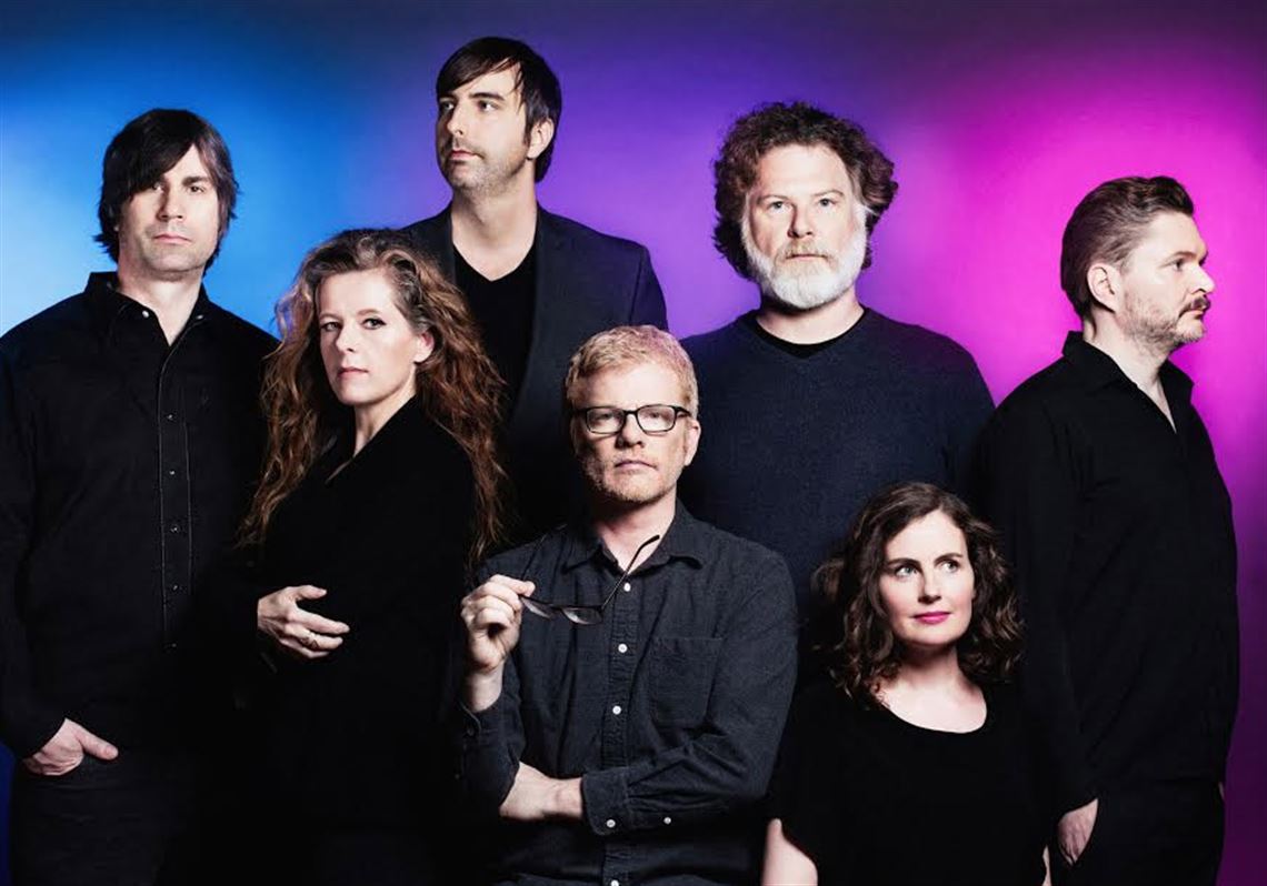 The New Pornographers (from left): Todd Fancey, Neko Case, Joe Seiders, A.C. Newman, John Collins, Kathryn Calder and Blaine Thurier. 
