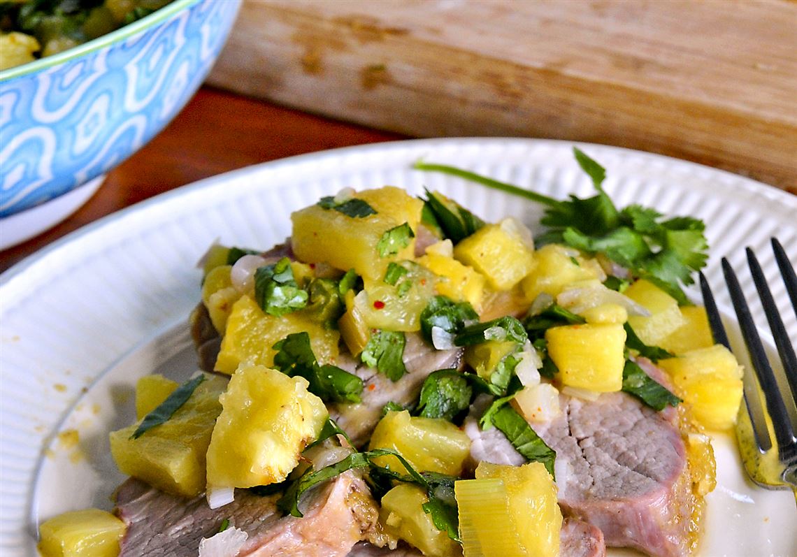 Let's Eat Glazed Pork Loin with PineappleScallion Chutney