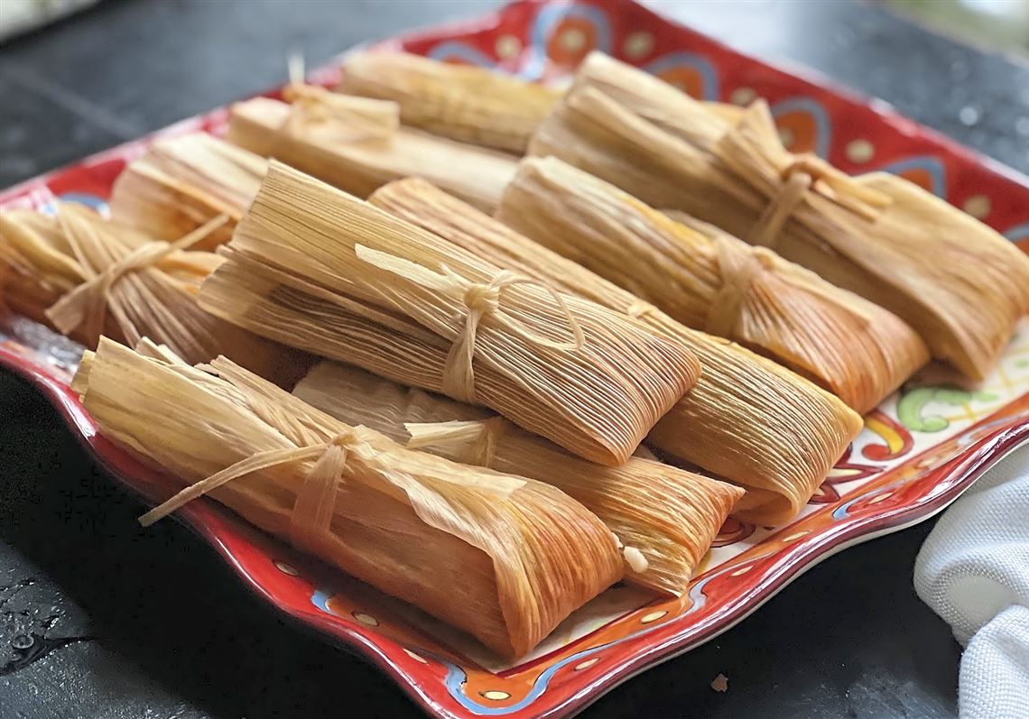 Rick BaylessRed Chile Pork Tamales Steamed in Corn Husks - Rick Bayless