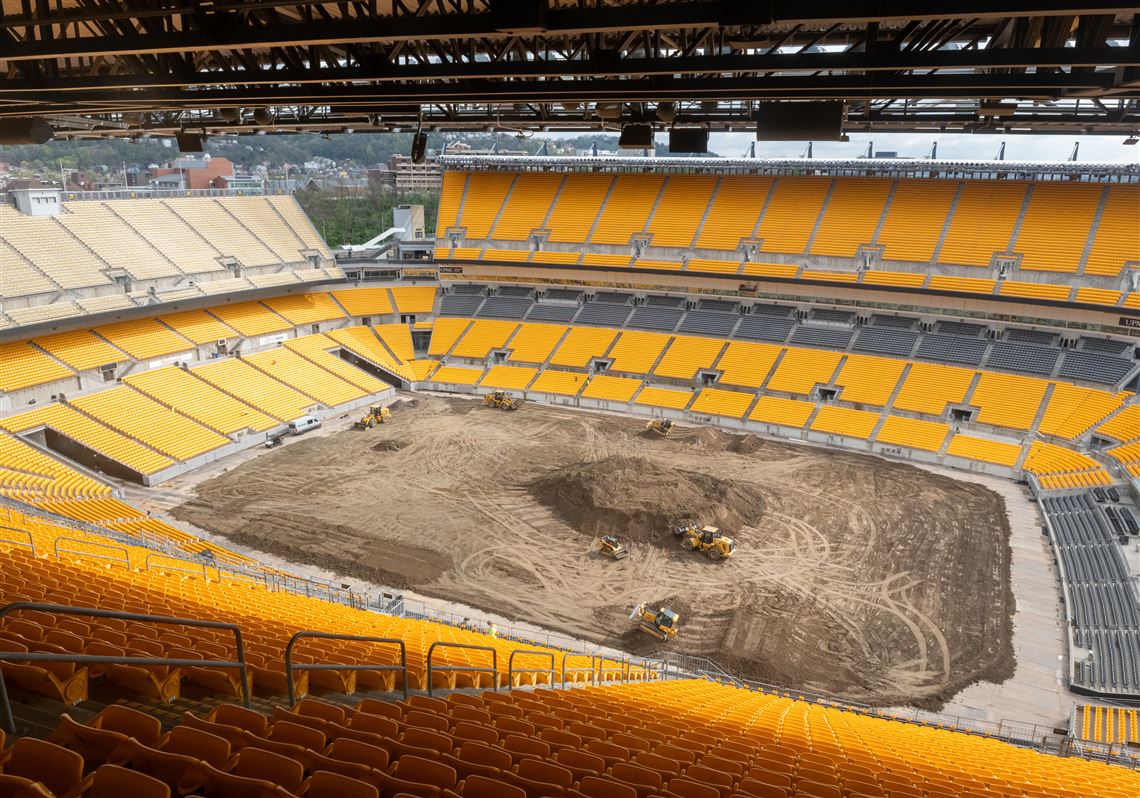 Acrisure Stadium on Tuesday morning begins to fill with dirt for round 15 of the 2025 AMA Supercross..