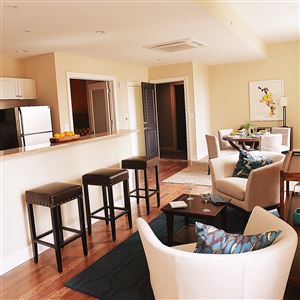 The Clark Building is being developed as apartments by the PMC Property Group. This is the open-plan living area in a two-bedroom apartment.