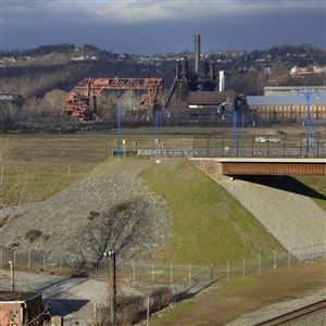 The access ramp leads to the Carrie Furnace site is in Rankin. The ceremonial ribbon-cutting will take place Monday for the new ramp that will provide easier access to the Carrie Furnace site.
