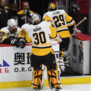 Penguins coach Mike Sullivan puts Matt Murray in for Marc-Andre Fleury in the first period Wednesday at the Canadian Tire Center in Ottawa, Ontario.