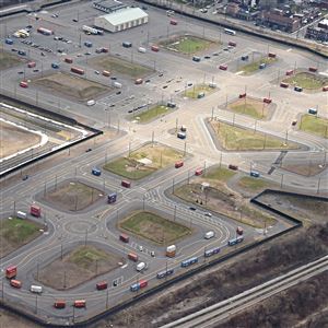 An aerial  view of  UBER's Test Track, Tuesday April, 10, 2018 in the Hazelwood neighborhood of Pittsburgh.
