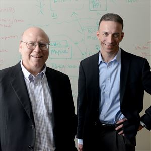 Anthony Gadient, left, president and CEO, and Mike Smocer, chief revenue officer of Voci Technologies in Squirrel Hill.  