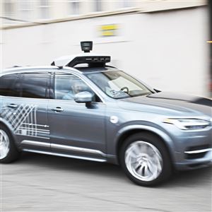 An Uber's self-driving car in the Strip District, Tuesday, July 24, 2018.