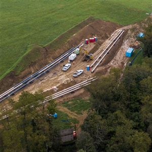 A right-of-way where workers are installing a section of Mariner East 2 pipeline project, Friday, Sept. 28, 2018, Union.     