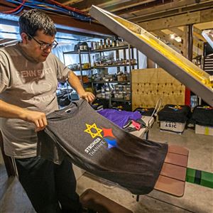 David Barasch, 27, son of Larry Barasch, owner of 123shirt.com, which has printed thousands of 