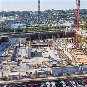 The construction site for the UPMC Vision and Rehabilitation Tower photographed on Monday, August 24, 2020, in Uptown. 