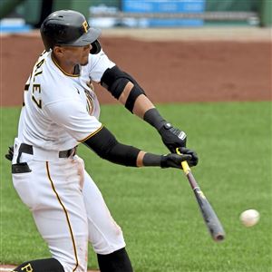 Pittsburgh Pirates Nick Gonzales (81) walks to the dugout during a Major  League Spring Training game against the Toronto Blue Jays on March 1, 2021  at TD Ballpark in Dunedin, Florida. (Mike