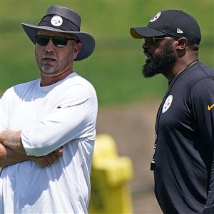 Pittsburgh Steelers wide receiver Steven Sims comes off the field before  drills during practice at their NFL football training camp facility in  Latrobe, Pa., Wednesday, July 27, 2022. (AP Photo/Keith Srakocic Stock