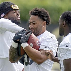 Pittsburgh Steelers safety Tre Norwood catches the ball during NFL football  practice, Saturday, Aug. 14, 2021, at Heinz Field in Pittsburgh. (Emily  Matthews/Pittsburgh Post-Gazette via AP Stock Photo - Alamy