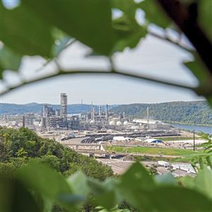 The Shell Pennsylvania ethylene cracker plant is located on the bluff overlooking the Ohio River once occupied by a zinc smelter.