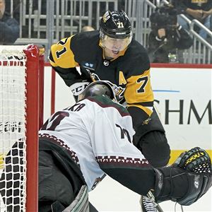 Pittsburgh Penguins' Rickard Rakell (67) celebrates his goal with Jake  Guentzel (59) during the first period of an NHL hockey game against the  Buffalo Sabres in Pittsburgh, Saturday, Dec. 10, 2022. (AP