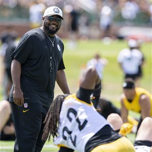 Pittsburgh Steelers wide receiver Hakeem Butler runs a drill during the NFL  football team's training camp in Latrobe, Pa., Saturday, July 29, 2023. (AP  Photo/Gene J. Puskar Stock Photo - Alamy