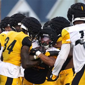 Pittsburgh Steelers wide receiver Calvin Austin III participates an NFL  football team's training camp workout in Latrobe, Pa., Tuesday, Aug. 1,  2023. (AP Photo/Barry Reeger Stock Photo - Alamy