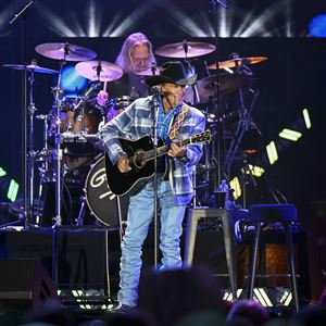 George Strait, Chris Stapleton and Parker McCollum at Acrisure Stadium on Saturday, May 31, 2025 in Pittsburgh, PA. 