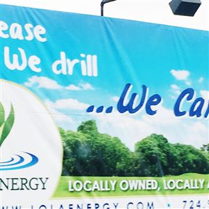 A billboard for Lola Energy in Waynesburg off the exit from Interstate 79.