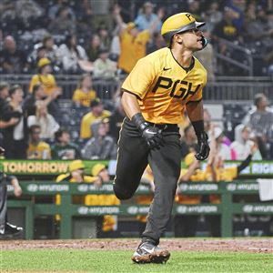 Photo: Pittsburgh Pirates Miguel Andujar Congratulated for Home Run -  SLP2023090311 