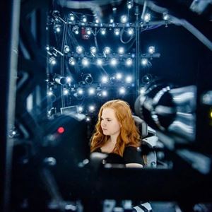 Creating lifelike avatars currently requires capturing large quantities of high-quality audio and video of an individual. Autumn Trimble is scanned in a highly-customized system of cameras and microphones in Facebook Reality Lab's Pittsburgh office.