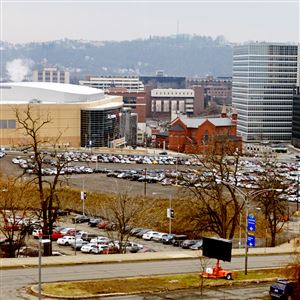 The site of the old Civic Arena with PPG Paints Arena, formerly the Consol Energy Center.