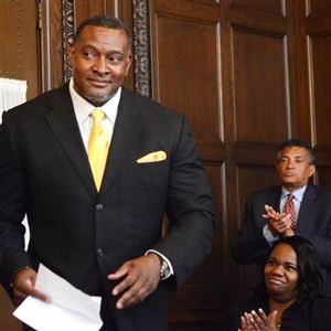 The Pittsburgh Public Schools board met for three hours Friday to discuss the controversy surrounding Anthony Hamlet, shown May 18 at his introductory news conference, and will meet again Monday.