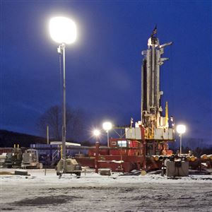 This January 2013 file photo shows a natural gas drilling site in the Susquehanna County township of New Milford, Pa.