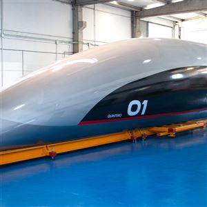 A capsule that was built by Hyperloop Transportation Technologies Inc.