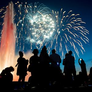 Fireworks Over PNC Park and the Fountain at Point State Park