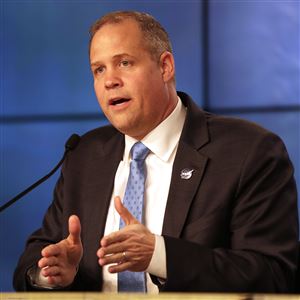 In this file photo, NASA Administrator Jim Bridenstine speaks during a news conference at the Kennedy Space Center in Cape Canaveral, Fla., on Jan. 19, 2020.