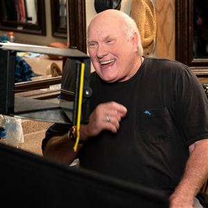 Former Steelers quarterback Terry Bradshaw during the filming of the new HBO documentary "Terry Bradshaw: Going Deep," which was directed by Mt. Lebanon native Keith Cossrow.