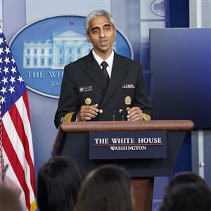 In this Thursday, July 15, 2021 file photo, Surgeon General Dr. Vivek Murthy speaks during the daily briefing at the White House in Washington. Murthy said Sunday, July 18 that he's concerned about what lies ahead with cases of COVID-19 increasing in every state, millions still unvaccinated and a highly contagious virus variant spreading rapidly.