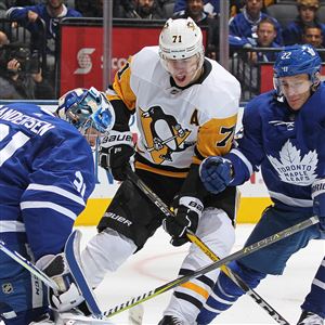 Evgeni Malkin works Thursday against the Toronto Blue Jays on Oct. 18, 2018.