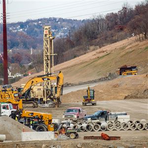 Workers prepare the site of a multibillion dollar petrochemical complex that Shell is building in Potter and Center townships in Beaver County on Nov. 14, 2016. The site spans about 400 acres.