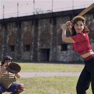 D'Arcy Carden, right, in Amazon Prime Video's Pittsburgh-shot series "A League of Their Own."