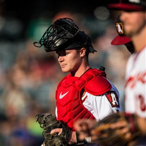 Pittsburgh Pirates Nick Gonzales (81) walks to the dugout during a Major  League Spring Training game against the Toronto Blue Jays on March 1, 2021  at TD Ballpark in Dunedin, Florida. (Mike