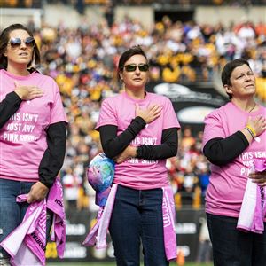 In october we wear pink and watch Steelers Breast Cancer Halloween