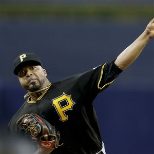 Pirates starter Francisco Liriano works against a San Diego Padres batter during the first inning April 19, 2016.