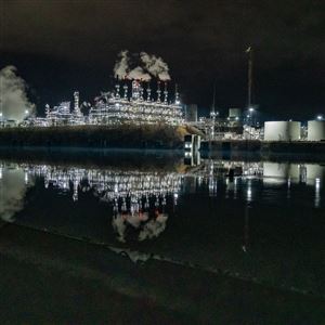 Shell’s Petrochemical Complex in Potter Township, Beaver County is reflected in the Ohio River on Jan. 17, 2023.    
