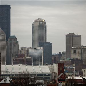 The URA is requesting $30 million in state aid to help with building conversions in downtown Pittsburgh seen from the Northside on Thursday, Feb. 22, 2024.  