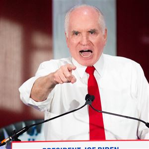 U.S. Rep. Mike Kelly, R-Butler, speaks at the Butler Works mill in April. 