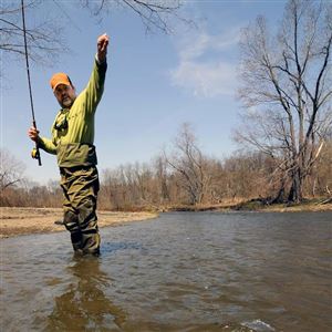 In low winter water, catch steelhead with a dry fly and dropper