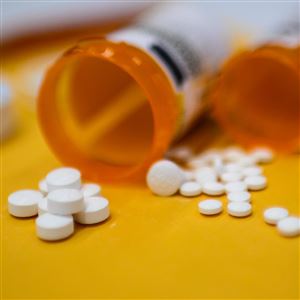 This illustration image shows tablets of opioid painkiller Oxycodon delivered on medical prescription taken on September 18, 2019 in Washington, DC.