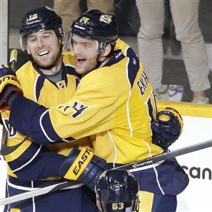Former Penguins winger James Neal, left, has scored five goals and provided three assists with the Nashville Predators entering Saturday's game against his former team.