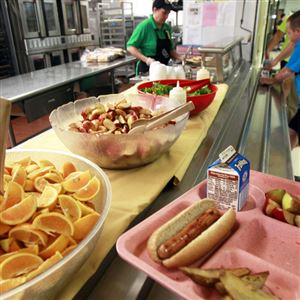 In a 2016 photo, a school lunch line.
