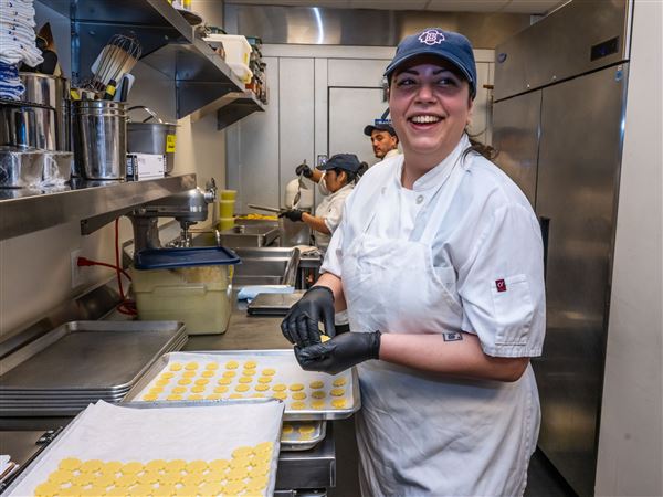 Reem Helou, a culinary graduate at Community College of Allegheny County, is a pastry chef at Balvanera in the Strip District.
