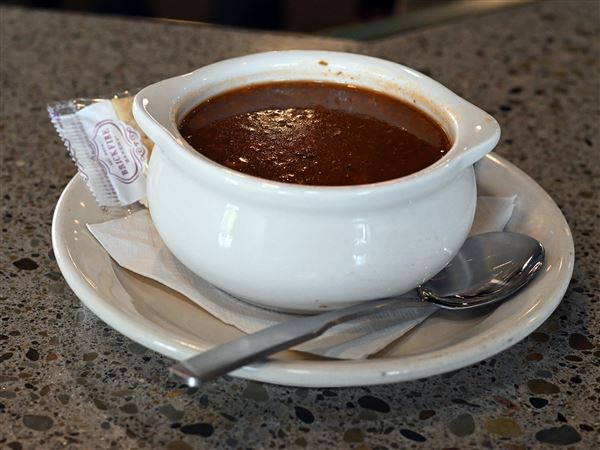 A customer favorite, Carmody's  iconic turtle soup is made with frozen snapping turtle meat, a host of vegetables and a touch of sherry. 